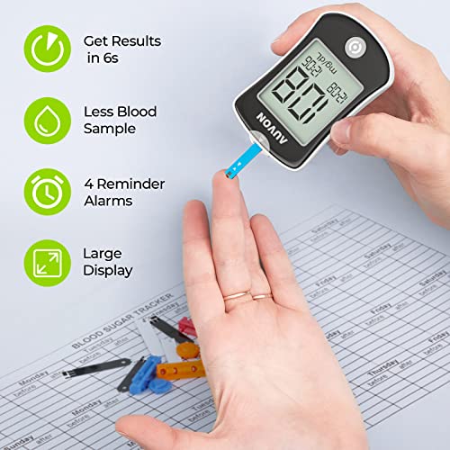 Blood Glucose Monitoring Kit, 50 Glucometer Strip, 50 Lancets, Diabetes Blood Sugar Test Kit, No Coding