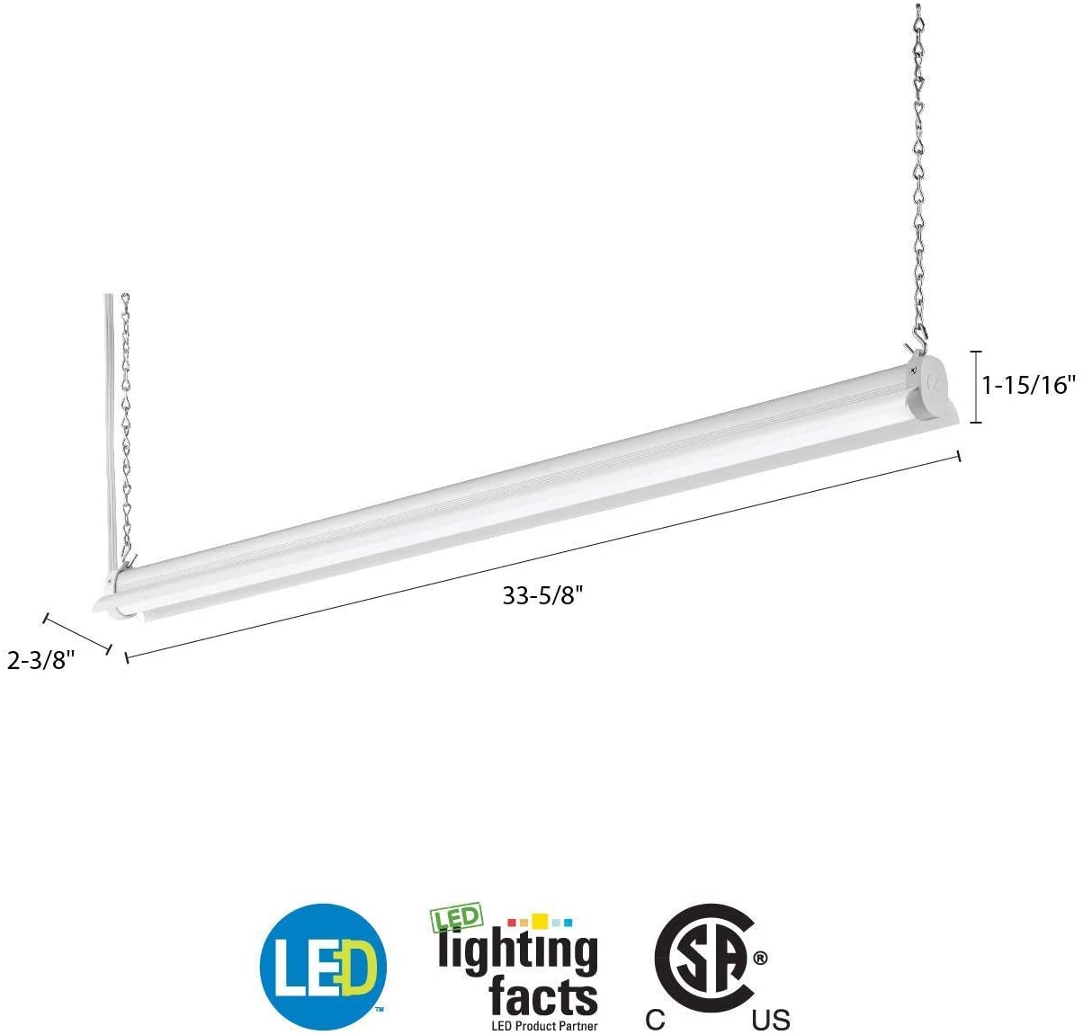 Lithonia Lighting SHLP 36IN 40K 80CRI DNA LED Shop Light, 4000K, 3000 lumens, 36 Inch, White