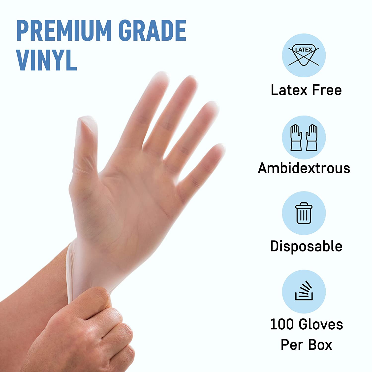 Powder Free Disposable Gloves Medium, 1000 Count -4 Mil Clear Vinyl Gloves- Extra Strong, 4 Mil Thick - Latex Free, Food Safe - Medical Exam Gloves, Cleaning Gloves - 50 Boxes of 100
