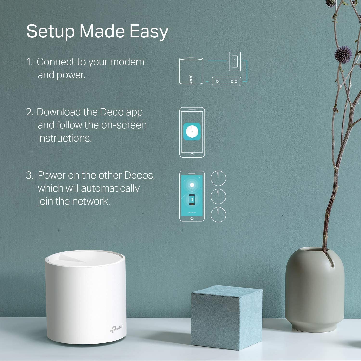 TP-Link Deco WiFi 6 Mesh WiFi System(Deco X20) - Covers up to 5800 Sq.Ft. , Replaces WiFi Routers and WiFi Extenders, Works with Alexa, 3-Pack WiFi 6 Mesh System, 3-pack(Newer Model)
