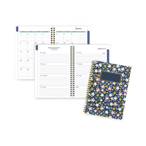 Precious Weekly-monthly Planner, Precious Floral Artwork, 8.5 X 5.5, Blue-green-pink Cover, 12-month (jan To Dec): 2023