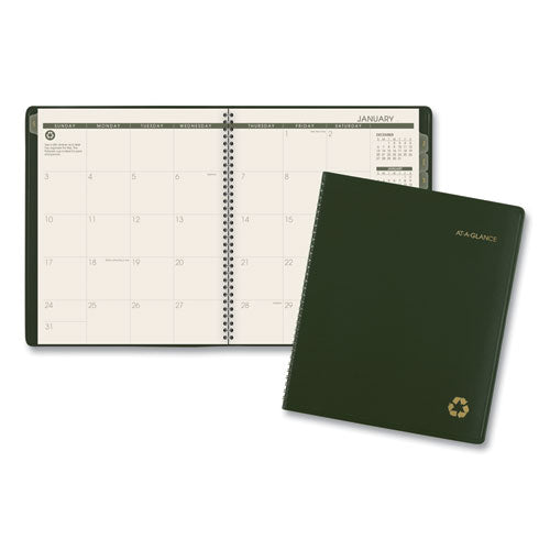 Recycled Monthly Planner, 11 X 9, Green, 2022-2023