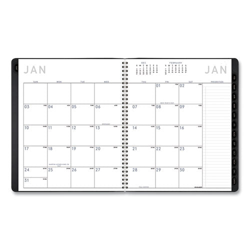 Contemporary Monthly Planner, Premium Paper, 11 X 9, Black Cover, 2022