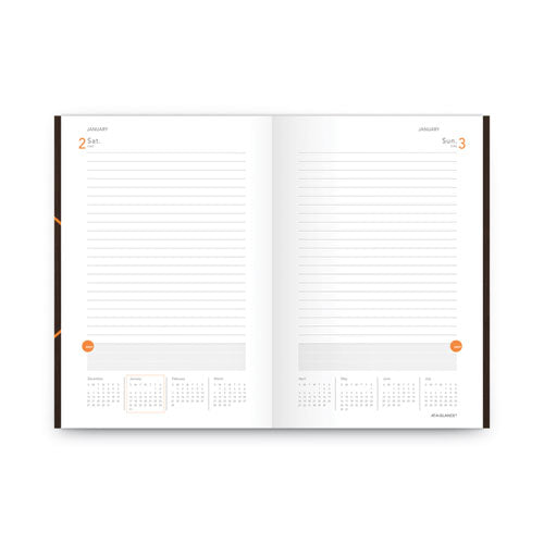 One-day-per-page Planning Notebook, 9 X 6, Dark Brown-orange Cover, 12-month (jan To Dec): 2023