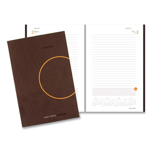One-day-per-page Planning Notebook, 9 X 6, Dark Brown-orange Cover, 12-month (jan To Dec): 2023