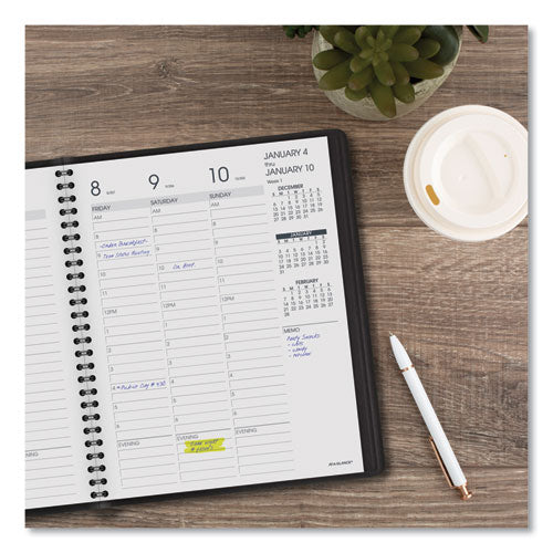 Weekly Appointment Book Ruled, Hourly Appts, 8.75 X 7, Black, 2022-2023