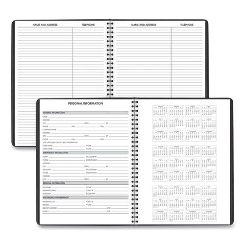 Weekly Appointment Book, 11 X 8.25, Black, 2022-2023
