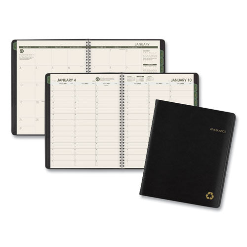 Recycled Weekly-monthly Classic Appointment Book, 8.75 X 7, Black, 2022