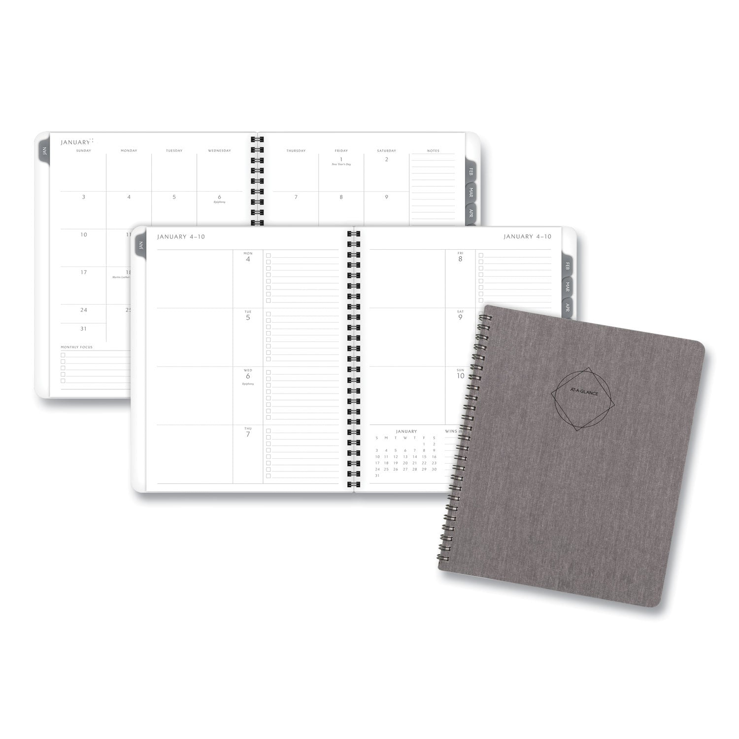 Elevation Linen Weekly-monthly Planner, 8.75 X 7, Black, 2022