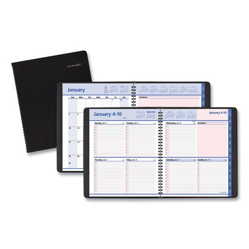 Quicknotes Weekly-monthly Appointment Book, 8 X 10, Black-pink, 2022