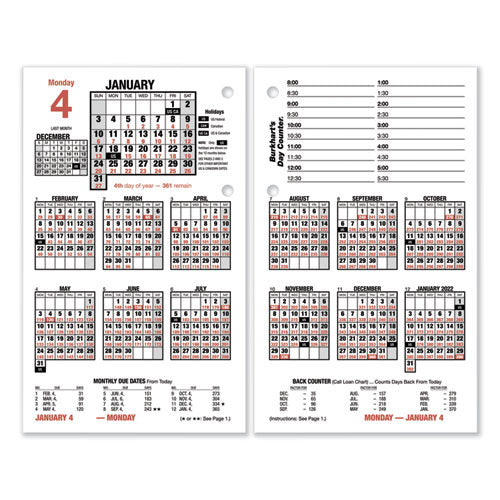Burkhart's Day Counter Desk Calendar Refill, 4.5 X 7.38, White, 2022