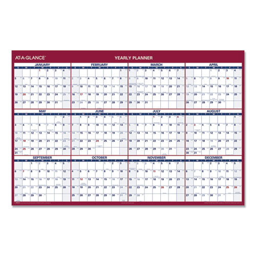 Erasable Vertical-horizontal Wall Planner, 32 X 48, Blue-red, 2022