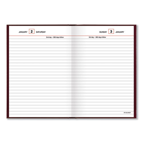 Standard Diary Recycled Daily Reminder, Red, 7.5 X 5.13, 2022
