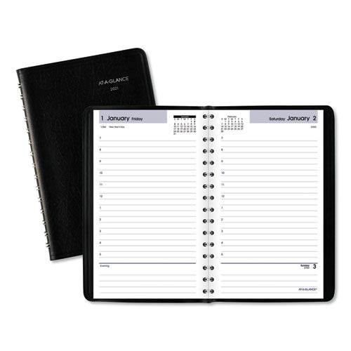Daily Appointment Book With Hourly Appointments, 8 X 5, Black, 2022