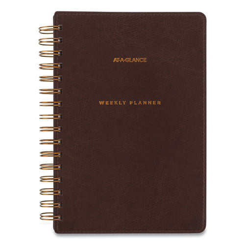 Signature Collection Distressed Brown Weekly Monthly Planner, 8.5 X 5.5, 2022-2023