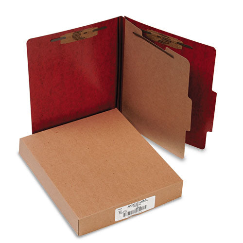 20 Pt. Presstex Classification Folders, 1 Divider, Letter Size, Red, 10-box