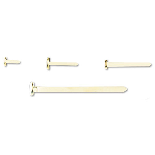Acco 2 Length Brass Prong Paper File Fasteners, 100/Box