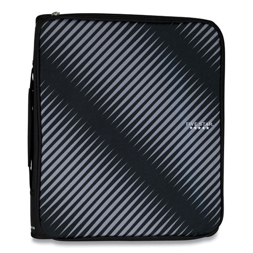 Zipper Binder, 3 Rings, 2" Capacity, 11 X 8.5, Black-gray Zebra Print Design