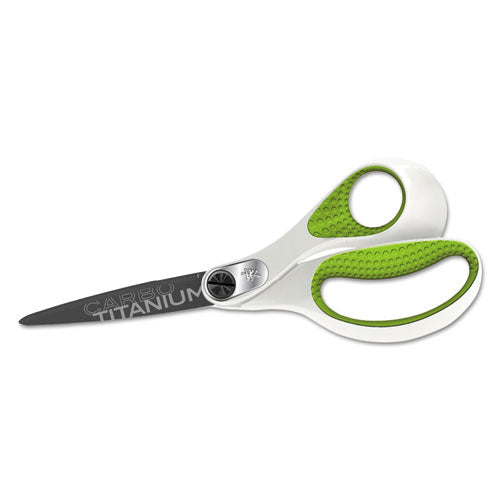Carbotitanium Bonded Scissors, 8" Long, 3.25" Cut Length, White-green Straight Handle