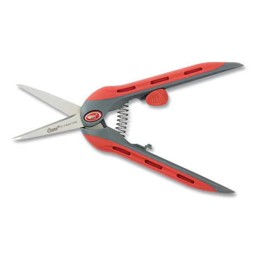 Titanium Ultra Smooth Spring Assisted Scissors, Pointed Tip, 6" Long, 1.75" Cut Length, Red-gray