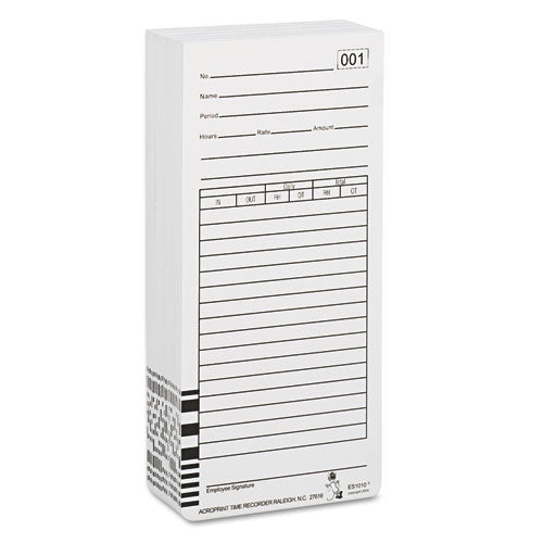 Time Clock Cards For Acroprint Es1000, Two Sides, 3.5 X 7, 100-pack