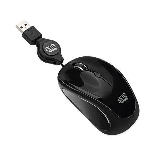 Illuminated Retractable Mouse, Usb 2.0, Left-right Hand Use, Black
