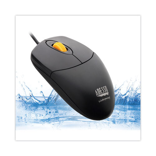 Imouse W3 Waterproof Antimicrobial Mouse With Magnetic Scroll Wheel, Usb 2.0, Left-right Hand Use, Black