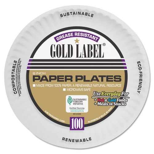 Coated Paper Plates, 6" Dia, White, 100-pack, 12 Packs-carton