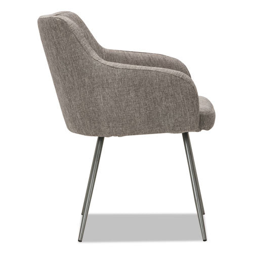 Alera Captain Series Guest Chair, 23.8" X 24.6" X 30.1", Gray Tweed Seat-back, Chrome Base