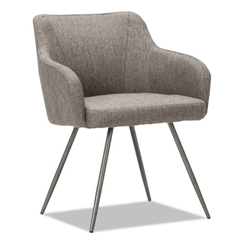 Alera Captain Series Guest Chair, 23.8" X 24.6" X 30.1", Gray Tweed Seat-back, Chrome Base