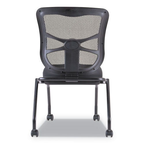 Alera Elusion Mesh Nesting Chairs, Supports Up To 275 Lb, Black, 2-carton