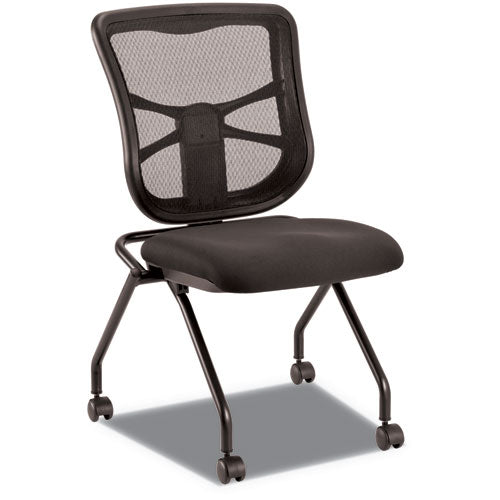 Alera Elusion Mesh Nesting Chairs, Supports Up To 275 Lb, Black, 2-carton