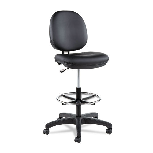 Alera Interval Series Swivel Task Stool, Supports Up To 275 Lb, 23.93" To 33.26" Seat Height, Black Faux Leather