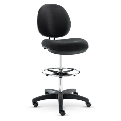 Alera Interval Series Swivel Task Stool, Supports Up To 275 Lb, 23.93" To 33.26" Seat Height, Black Faux Leather