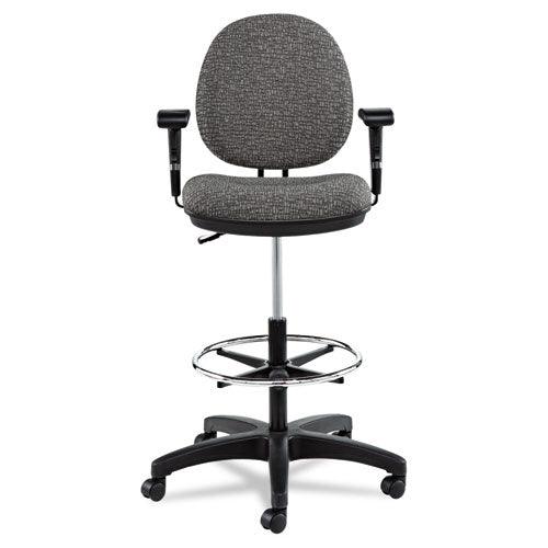 Alera Interval Series Swivel Task Stool, Supports 275 Lb, 23.93" To 33.26" Seat Height, Graphite Gray Seat-back, Black Base