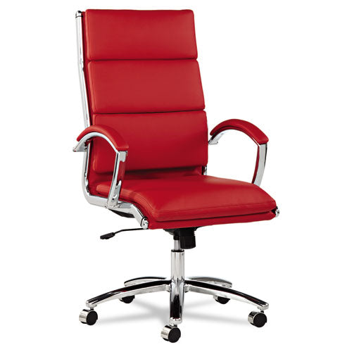 Alera Neratoli High-back Slim Profile Chair, Faux Leather, 275 Lb Cap, 17.32" To 21.25" Seat Height, White Seat-back, Chrome