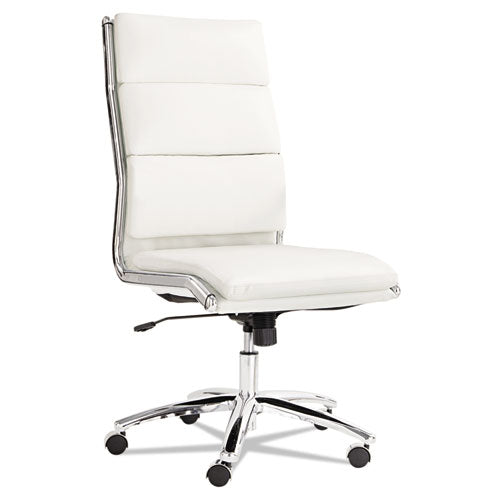 Alera Neratoli High-back Slim Profile Chair, Faux Leather, 275 Lb Cap, 17.32" To 21.25" Seat Height, White Seat-back, Chrome