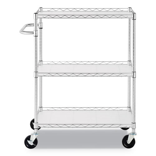 3-shelf Wire Cart With Liners, 34.5w X 18d X 40h, Silver, 600-lb Capacity