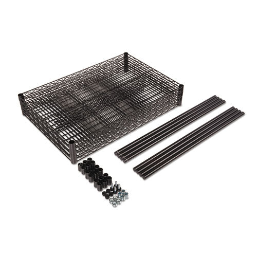 Nsf Certified Industrial 4-shelf Wire Shelving Kit, 36w X 24d X 72h, Black