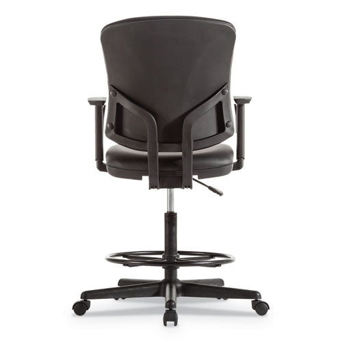 Alera Everyday Task Stool, Leather Seat-back, Supports Up To 275 Lb, 20.9" To 29.6" Seat Height, Black