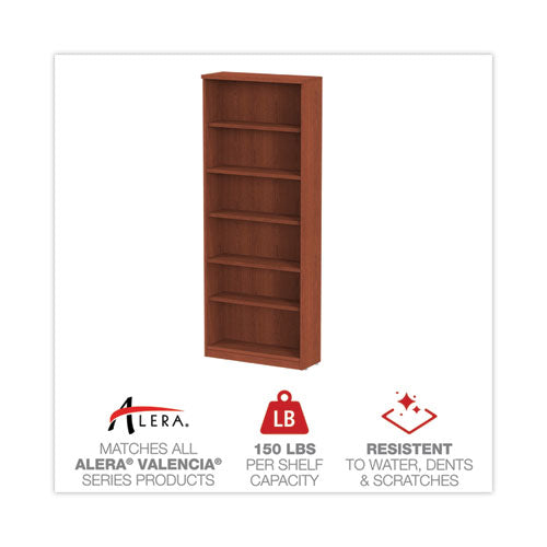 Alera Valencia Series Bookcase, Six-shelf, 31.75w X 14d X 80.25h, Medium Cherry