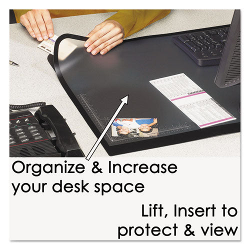 Lift-top Pad Desktop Organizer With Clear Overlay, 24 X 19, Black