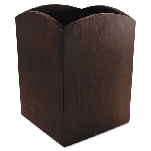 Bamboo Curved Pencil Cup, 3 X 3  4 1-4, Espresso Brown