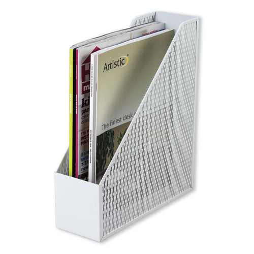 Urban Collection Punched Metal Magazine File, 3 1-2 X 10 X 11 1-2, White
