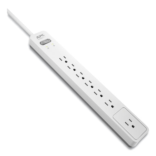 Essential Surgearrest Surge Protector, 7 Ac Outlets, 6 Ft Cord, 1440 J, White-gray