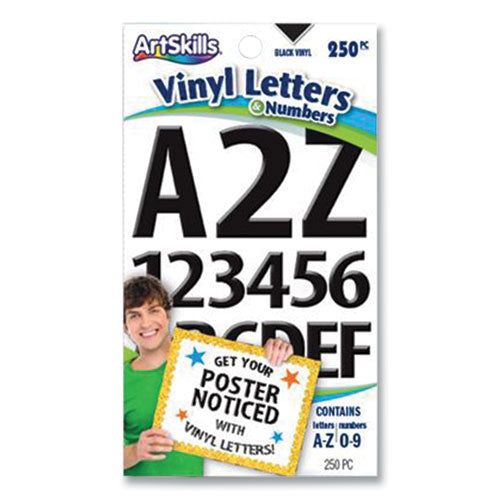 Poster And Bulletin Board Vinyl Letters And Numbers, Black, 1" And 2" H, 250-pack