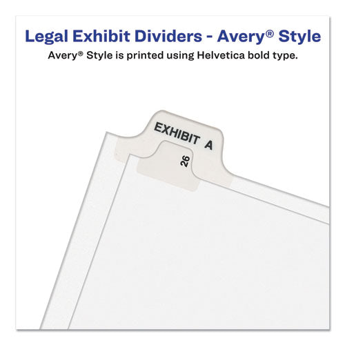 Preprinted Legal Exhibit Side Tab Index Dividers, Avery Style, 25-tab, 101 To 125, 11 X 8.5, White, 1 Set, (1334)