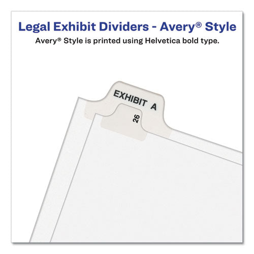Preprinted Legal Exhibit Side Tab Index Dividers, Avery Style, 26-tab, A, 11 X 8.5, White, 25-pack, (1401)