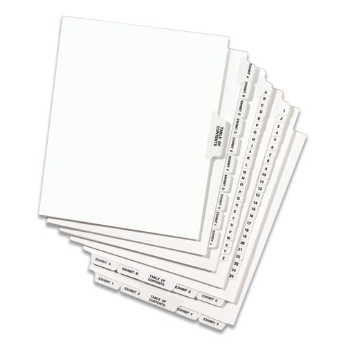 Preprinted Legal Exhibit Side Tab Index Dividers, Avery Style, 26-tab, A, 11 X 8.5, White, 25-pack, (1401)