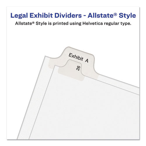 Preprinted Legal Exhibit Side Tab Index Dividers, Allstate Style, 25-tab, 1 To 25, 11 X 8.5, White, 1 Set, (1701)